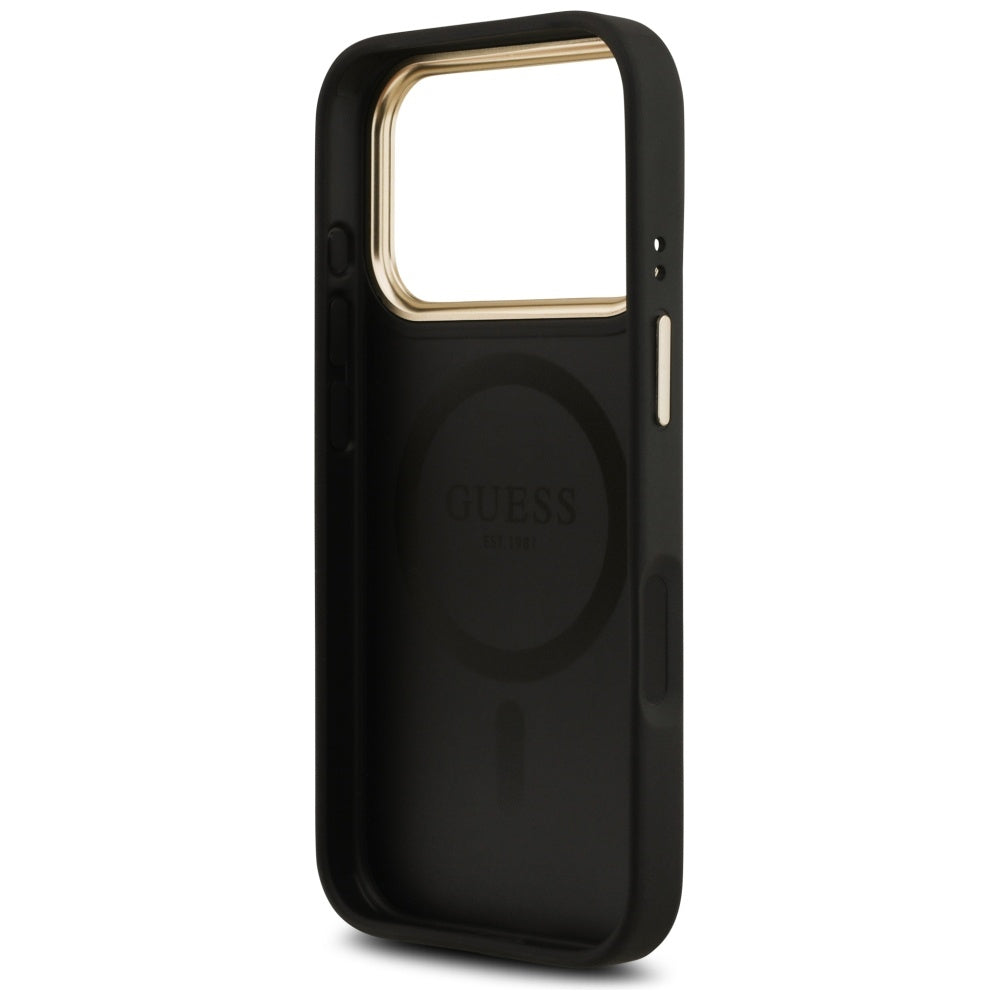 Guess 4G PU Classic Logo MagSafe dėklas iPhone 17 Pro - juodas