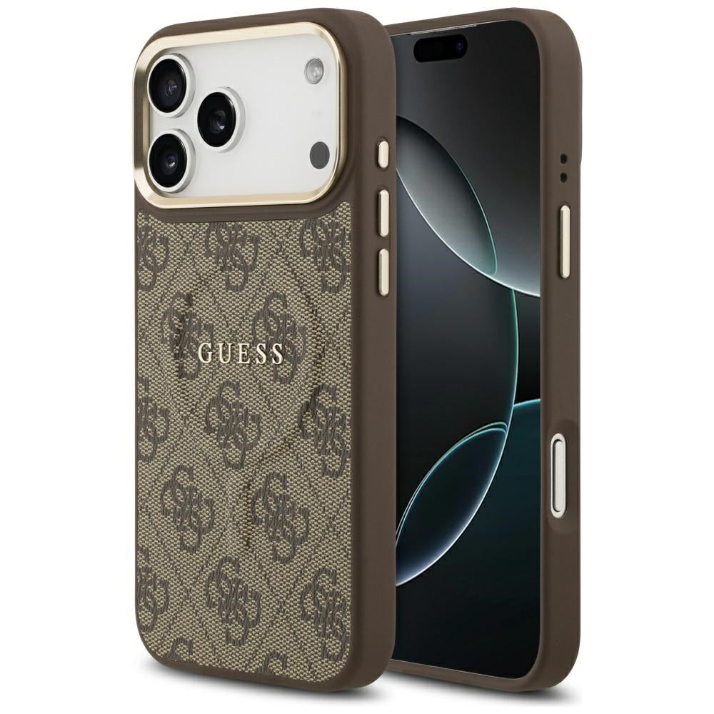 Guess 4G PU Classic Logo MagSafe dėklas iPhone 17 Pro Max - Rudas -- iPhone 17 Pro Max