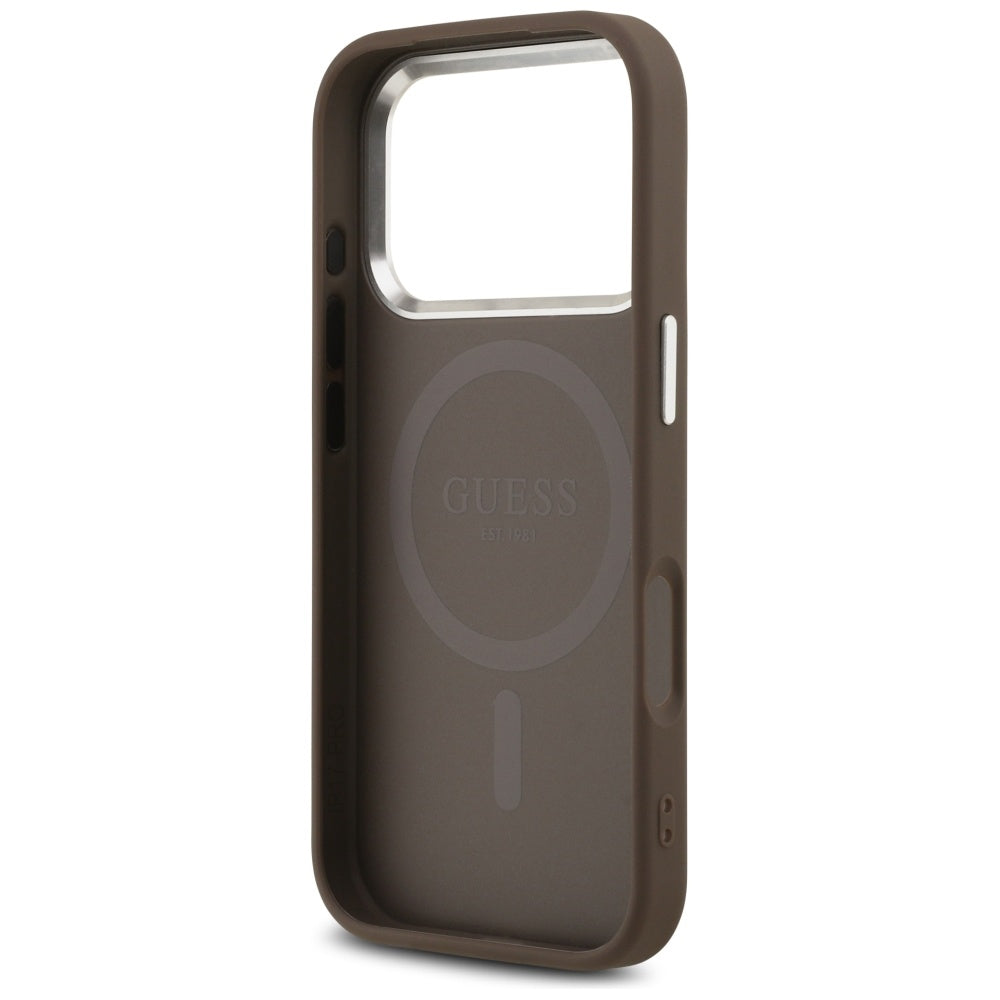 Guess MagSafe dėklas iPhone 17 Pro – rudas