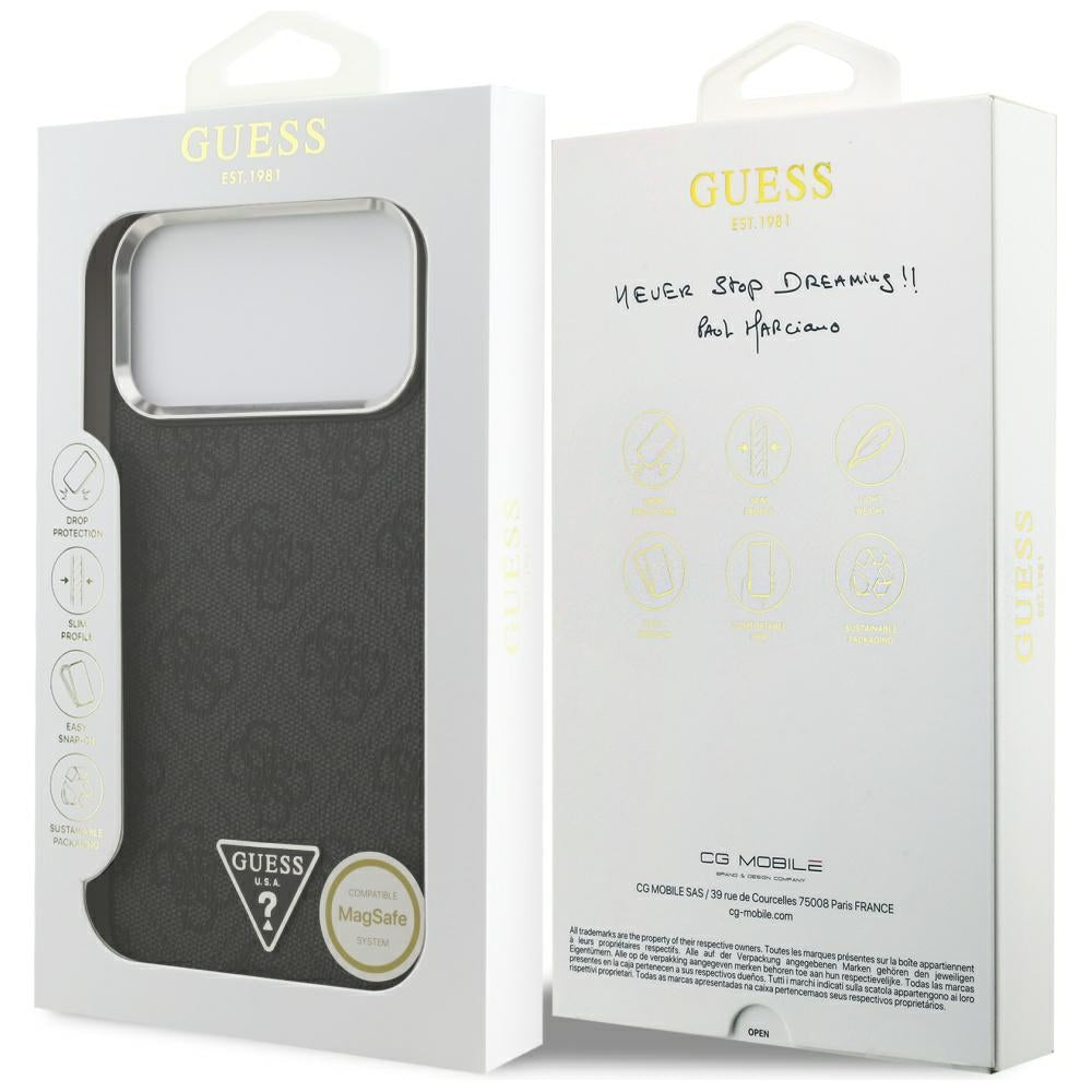 Guess 4G Triangle Logo MagSafe dėklas iPhone 17 Pro Max – juodas