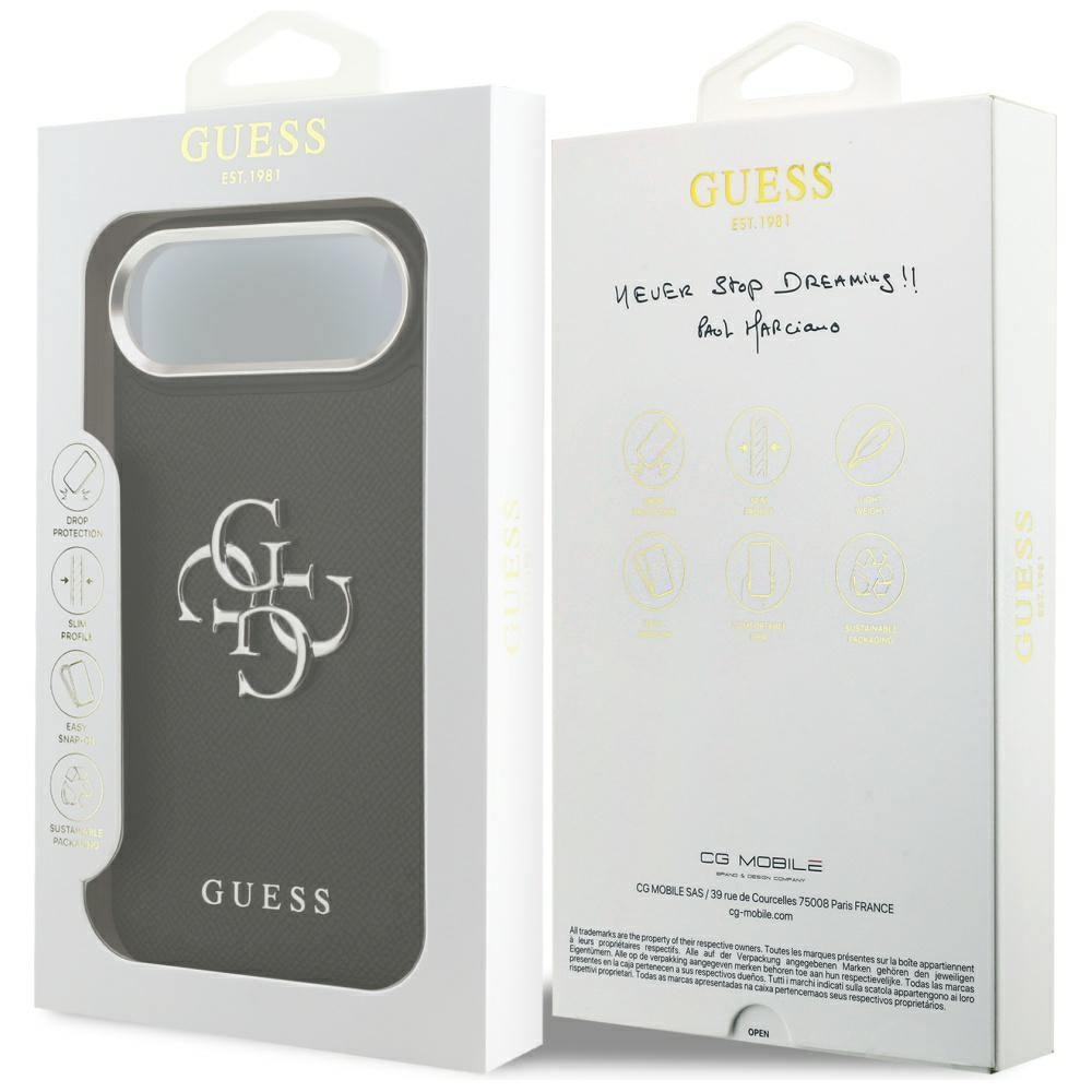 Guess Grained Big 4G Classic Logo dėklas iPhone 17 Air - juodas -- iPhone 17 Air
