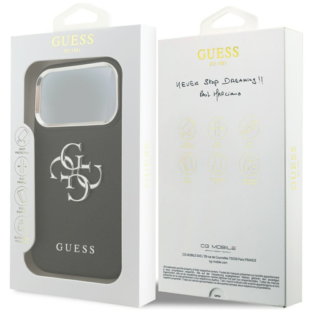 Guess 4G dėklas iPhone 17 Pro – juodas