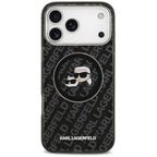 Karl Lagerfeld IML Glitter Karl & Choupette Galvos Logotipas MagSafe Dėklas iPhone 17 Pro Max - Juodas -- iPhone 17 Pro Max