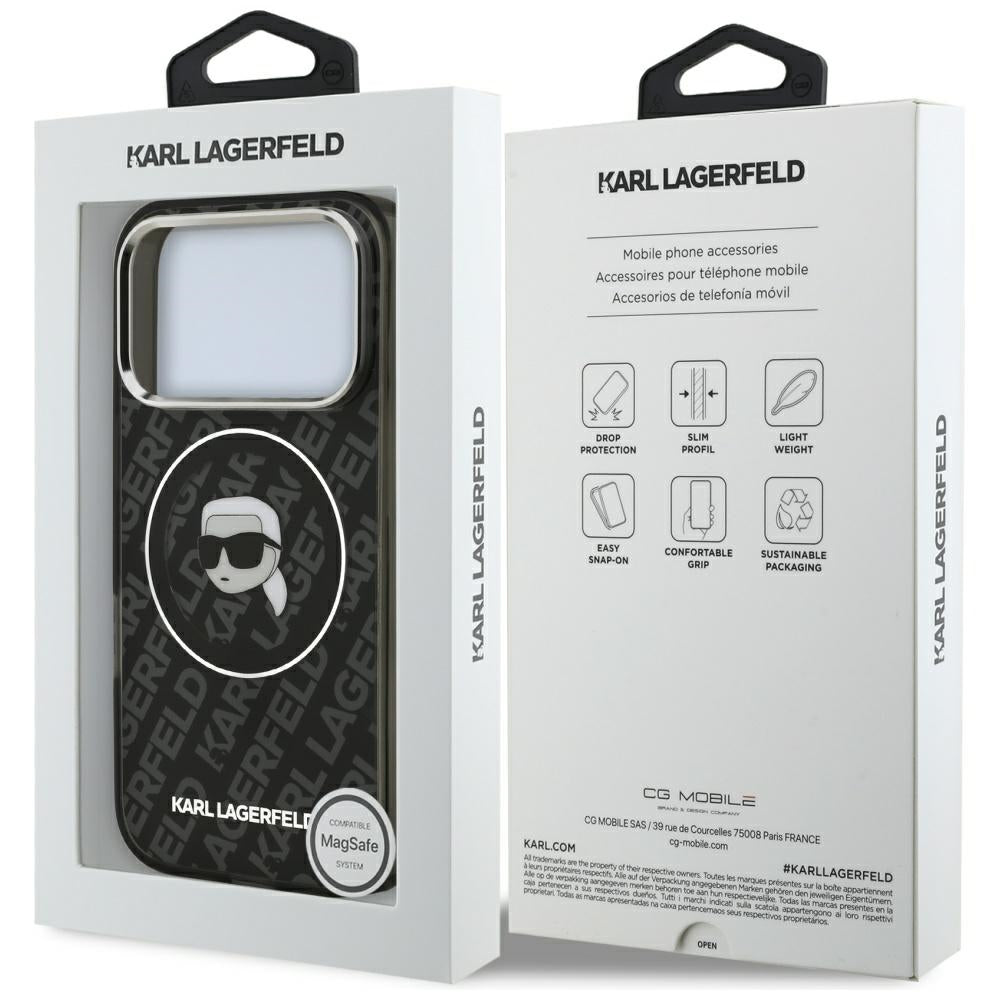 Karl Lagerfeld IML Karl Head Logo MagSafe dėklas iPhone 17 Pro Max - juodas -- iPhone 17 Pro Max