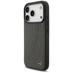 Mercedes Leather Large Laurel Leave MagSafe dėklas iPhone 17 Pro - Juodas ir Pilkas -- iPhone 17 Pro