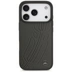 Mercedes Leather Large Laurel Leave MagSafe dėklas iPhone 17 Pro - Juodas ir Pilkas -- iPhone 17 Pro
