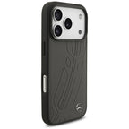 Mercedes Leather Large Laurel Leave MagSafe dėklas iPhone 17 Pro - Juodas ir Pilkas -- iPhone 17 Pro