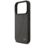 Mercedes Leather Large Laurel Leave MagSafe dėklas iPhone 17 Pro - Juodas ir Pilkas -- iPhone 17 Pro