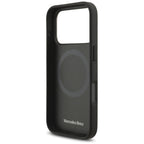 Mercedes Leather Large Laurel Leave MagSafe dėklas iPhone 17 Pro - Juodas ir Pilkas -- iPhone 17 Pro