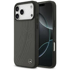 Mercedes Leather Large Laurel Leave MagSafe dėklas iPhone 17 Pro Max - Juodas ir Pilkas -- iPhone 17 Pro Max