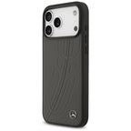 Mercedes Leather Large Laurel Leave MagSafe dėklas iPhone 17 Pro Max - Juodas ir Pilkas -- iPhone 17 Pro Max