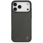 Mercedes Leather Large Laurel Leave MagSafe dėklas iPhone 17 Pro Max - Juodas ir Pilkas -- iPhone 17 Pro Max