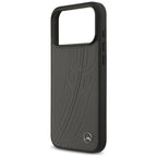 Mercedes Leather Large Laurel Leave MagSafe dėklas iPhone 17 Pro Max - Juodas ir Pilkas -- iPhone 17 Pro Max