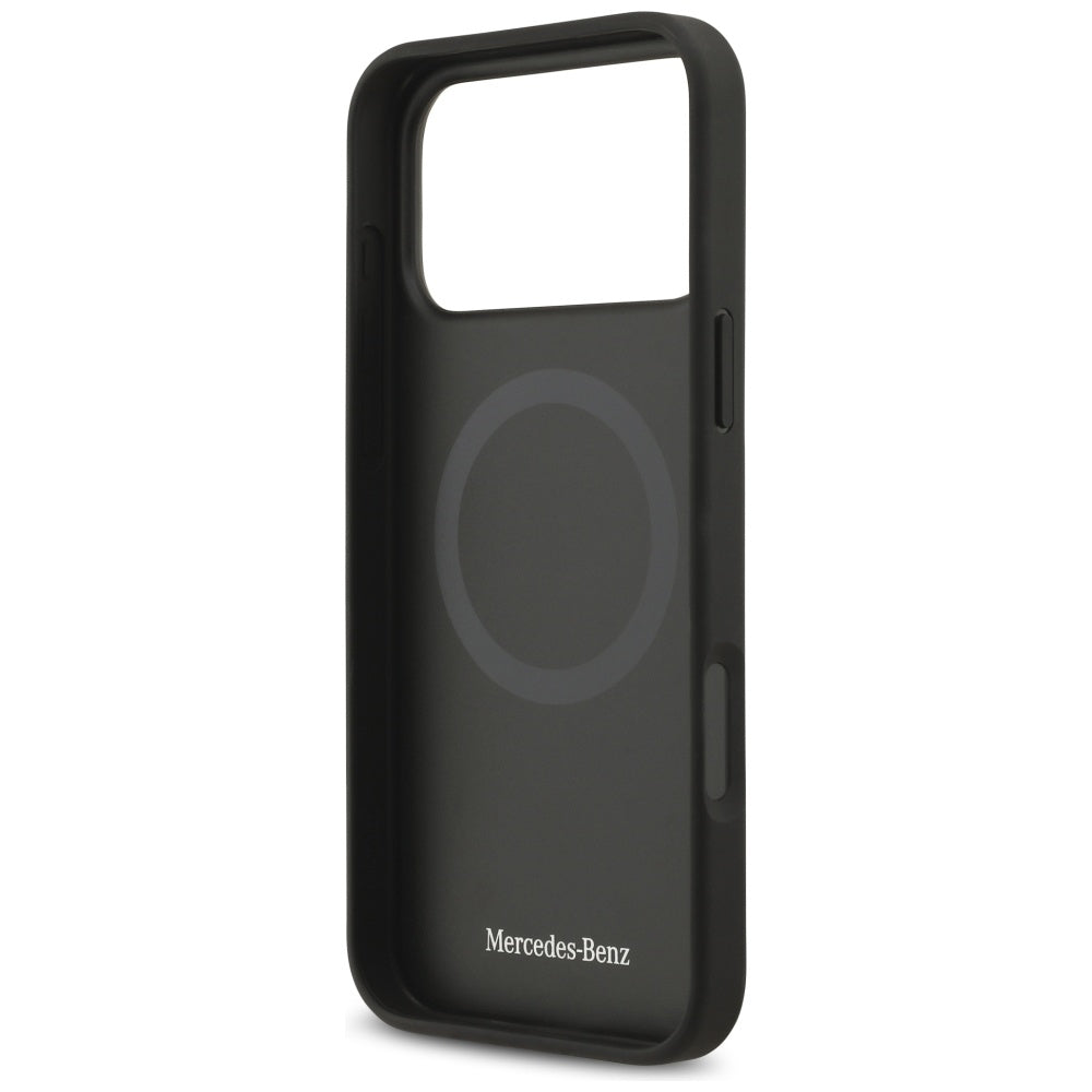 Mercedes Leather Large Laurel Leave MagSafe dėklas iPhone 17 Pro Max - Juodas ir Pilkas -- iPhone 17 Pro Max