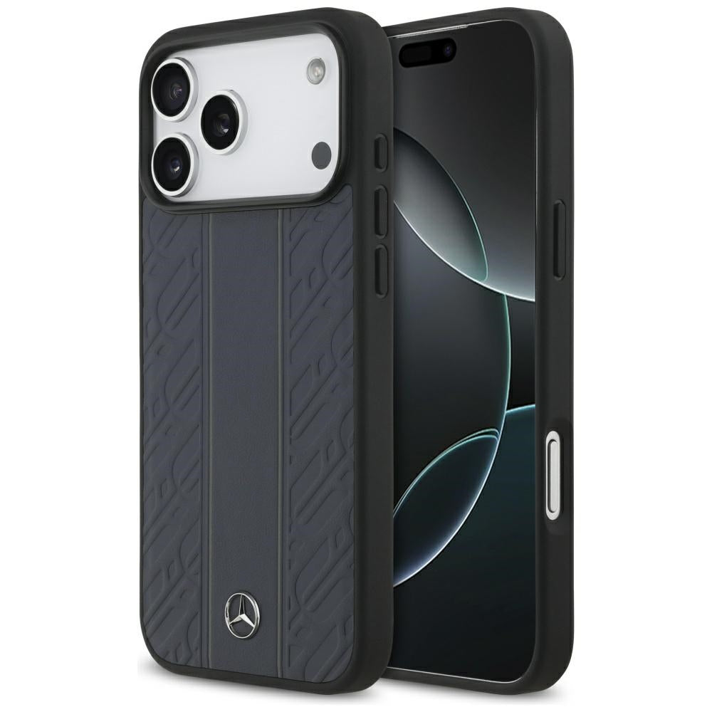 Mercedes Leather Laurel Leaves Stripes MagSafe dėklas iPhone 17 Pro Max - Mėlynas -- iPhone 17 Pro Max