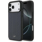 Mercedes Leather Laurel Leaves Stripes MagSafe dėklas iPhone 17 Pro Max - Mėlynas -- iPhone 17 Pro Max
