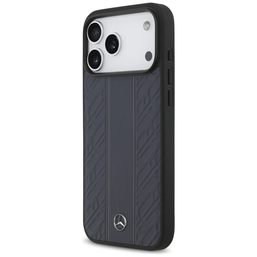 Mercedes Leather Laurel Leaves Stripes MagSafe dėklas iPhone 17 Pro Max - Mėlynas -- iPhone 17 Pro Max
