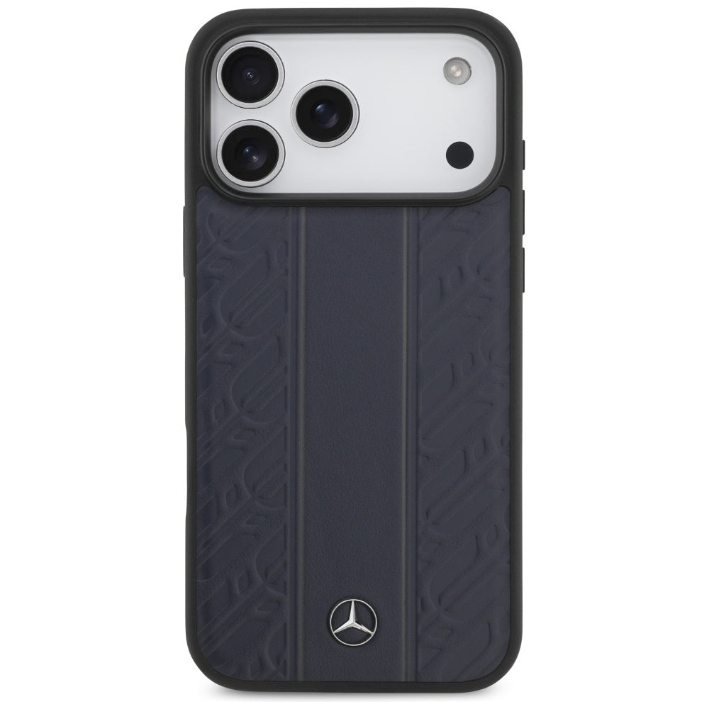 Mercedes Leather Laurel Leaves Stripes MagSafe dėklas iPhone 17 Pro Max - Mėlynas -- iPhone 17 Pro Max