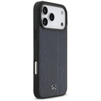 Mercedes Leather Laurel Leaves Stripes MagSafe dėklas iPhone 17 Pro Max - Mėlynas -- iPhone 17 Pro Max