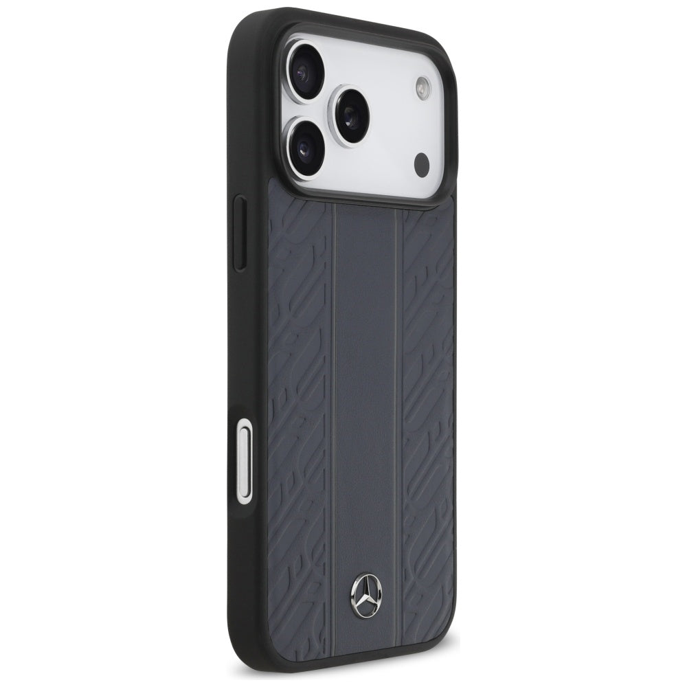 Mercedes Leather Laurel Leaves Stripes MagSafe dėklas iPhone 17 Pro Max - Mėlynas -- iPhone 17 Pro Max