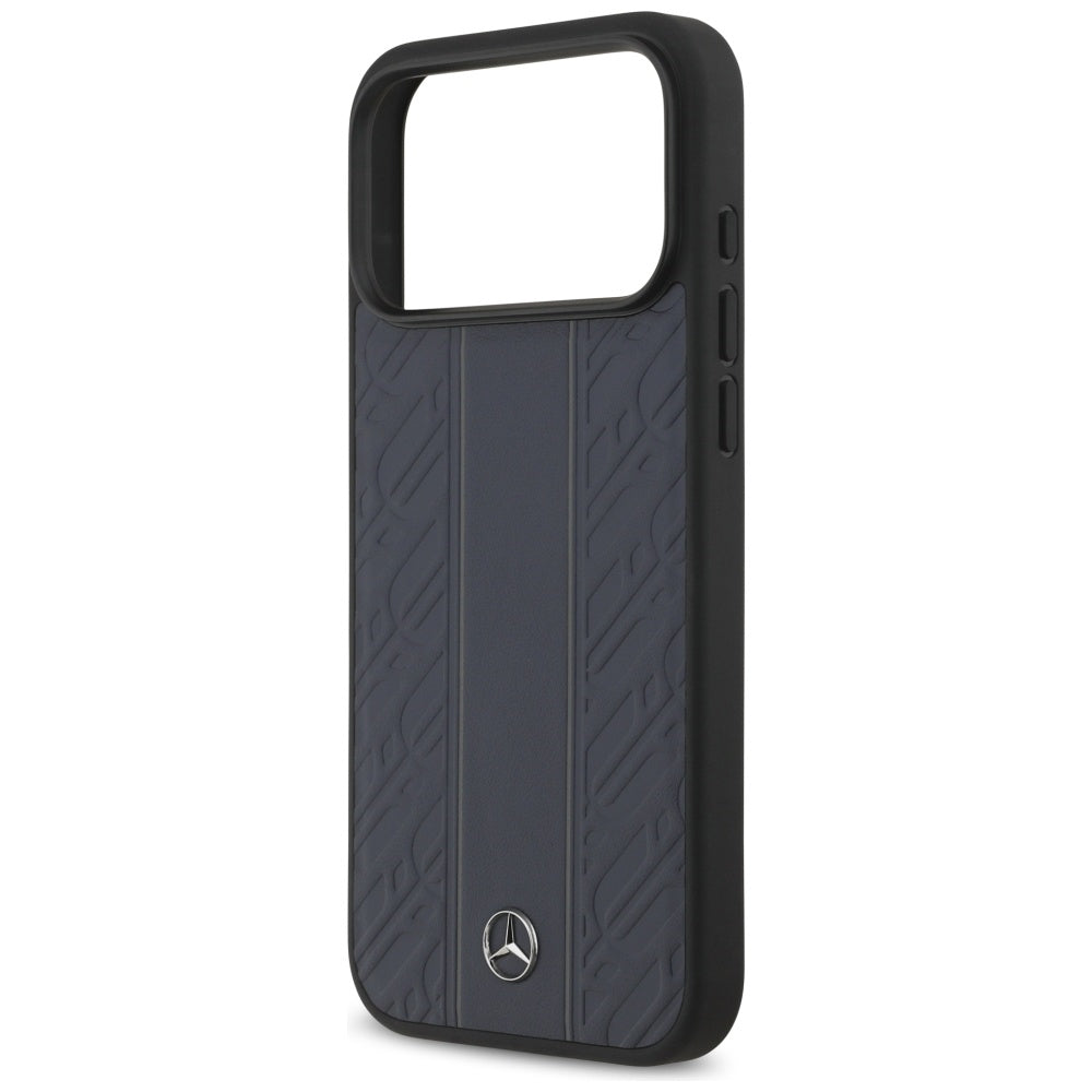 Mercedes Leather Laurel Leaves Stripes MagSafe dėklas iPhone 17 Pro Max - Mėlynas -- iPhone 17 Pro Max