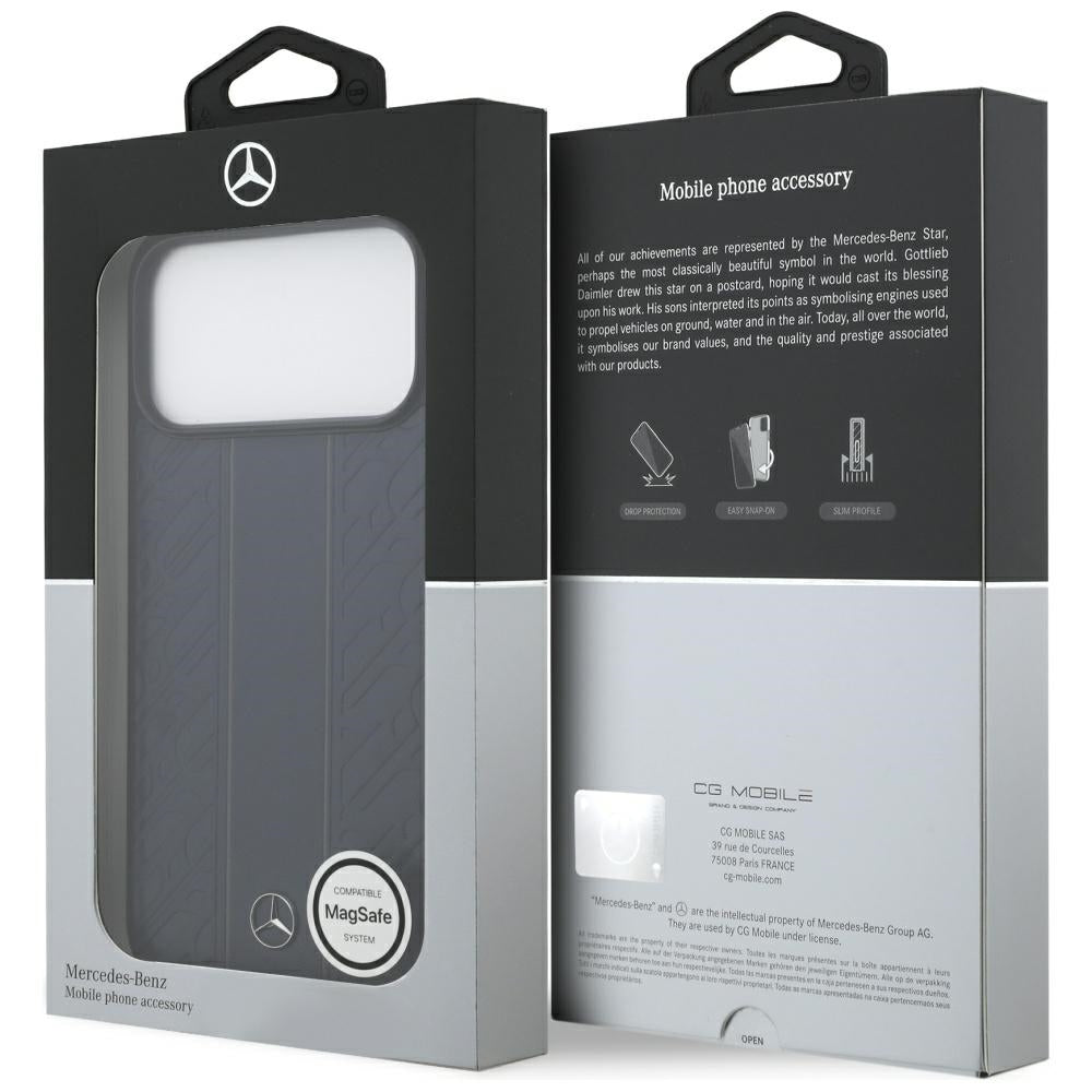 Mercedes Leather Laurel Leaves Stripes MagSafe dėklas iPhone 17 Pro Max - Mėlynas -- iPhone 17 Pro Max