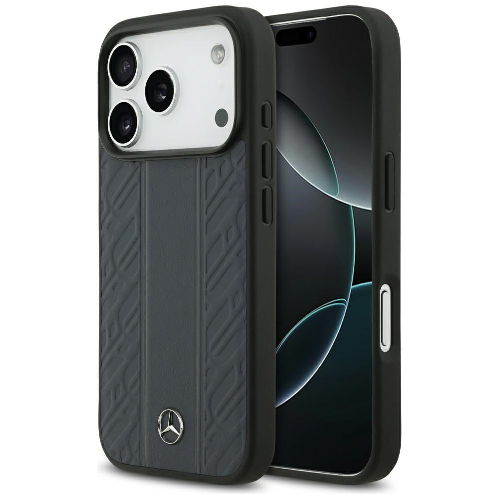 Mercedes Leather Laurel Leaves Stripes MagSafe dėklas iPhone 17 Pro - Mėlyna -- iPhone 17 Pro