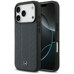 Mercedes Leather Laurel Leaves Stripes MagSafe dėklas iPhone 17 Pro - Mėlyna -- iPhone 17 Pro