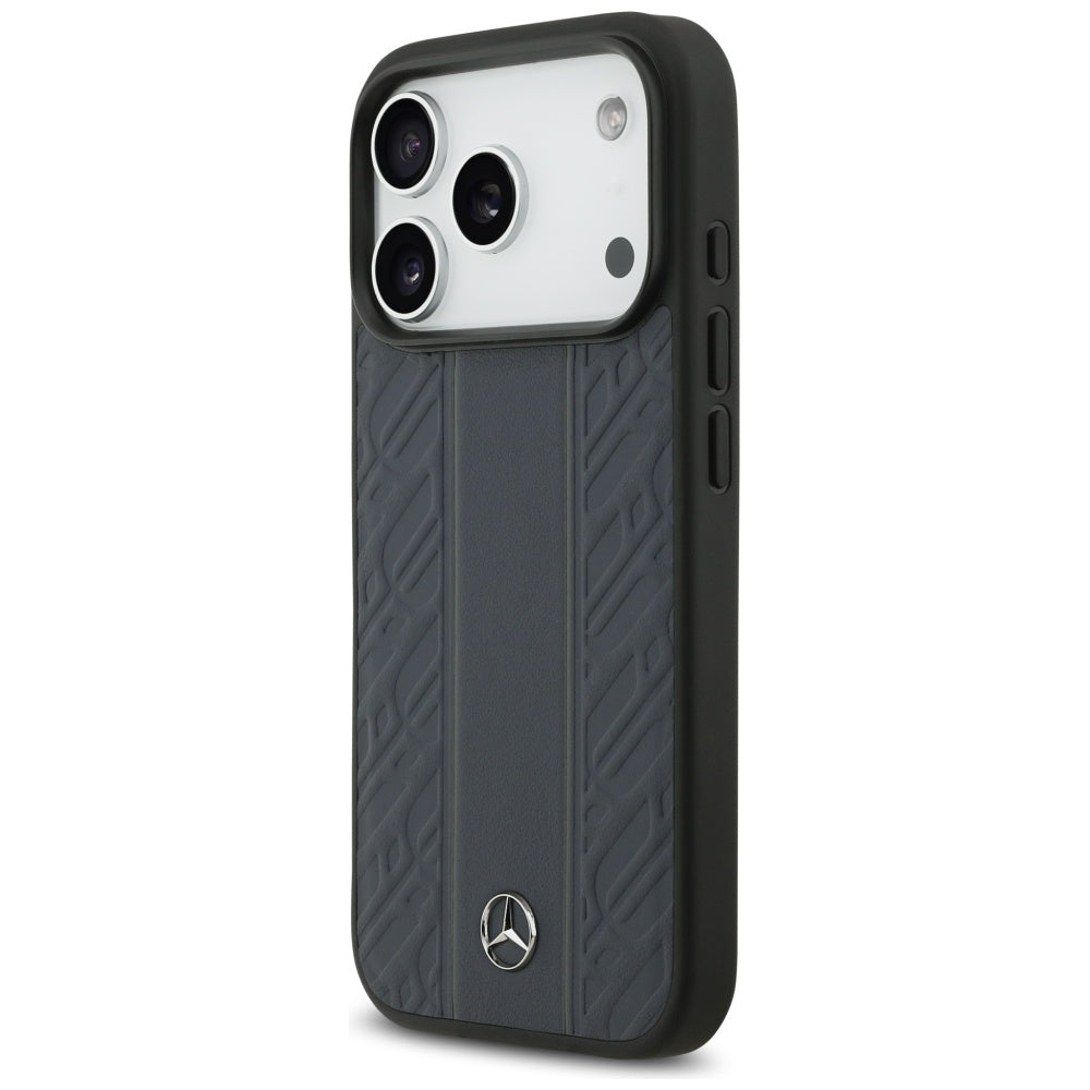Mercedes Leather Laurel Leaves Stripes MagSafe dėklas iPhone 17 Pro - Mėlyna -- iPhone 17 Pro