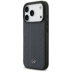 Mercedes Leather Laurel Leaves Stripes MagSafe dėklas iPhone 17 Pro - Mėlyna -- iPhone 17 Pro