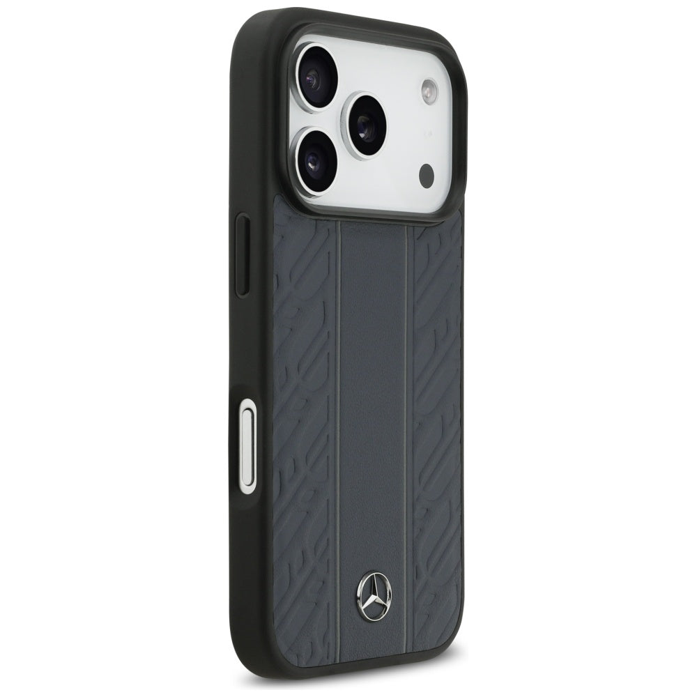 Mercedes Leather Laurel Leaves Stripes MagSafe dėklas iPhone 17 Pro - Mėlyna -- iPhone 17 Pro