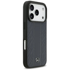 Mercedes Leather Laurel Leaves Stripes MagSafe dėklas iPhone 17 Pro - Mėlyna -- iPhone 17 Pro