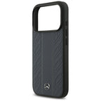 Mercedes Leather Laurel Leaves Stripes MagSafe dėklas iPhone 17 Pro - Mėlyna -- iPhone 17 Pro