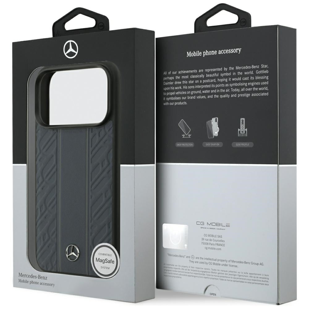 Mercedes Leather Laurel Leaves Stripes MagSafe dėklas iPhone 17 Pro - Mėlyna -- iPhone 17 Pro