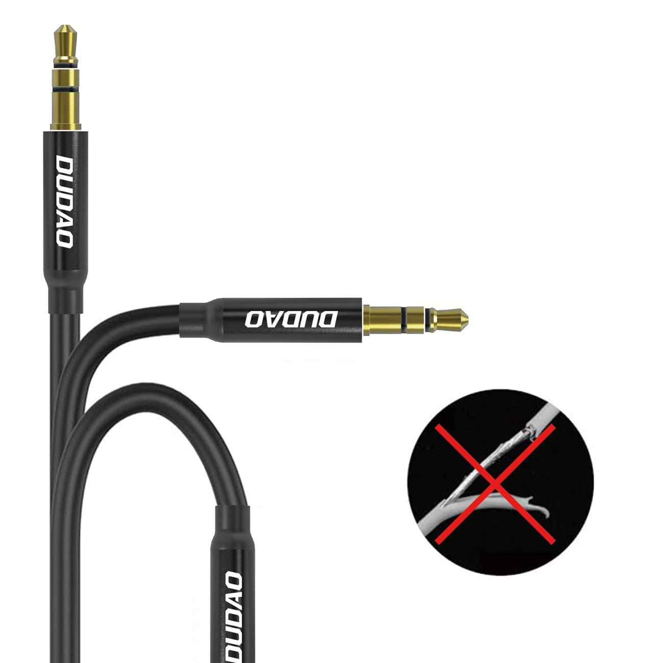 Dudao L12S AUX kabelio mini lizdas 3,5 mm 1 m 3 polių stereofoninis įrenginys - juodas