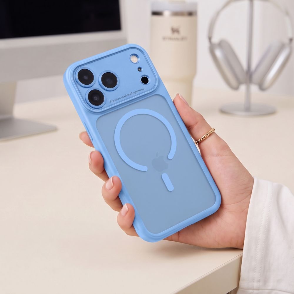 Dėklas Tech-Protect MagPeak MagSafe CC iPhone 17 Pro / 18 Pro, matinis šviesiai mėlynas -- iPhone 17 Pro, iPhone 18 Pro