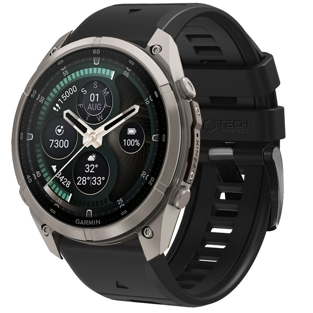 Dirželis Tech-Protect Silicone Garmin Fenix 5X / 5X Plus / 6X / 6X Pro / 7X / 8 / 8 Pro / 9 / 9 Pro (47 mm), juodas --...