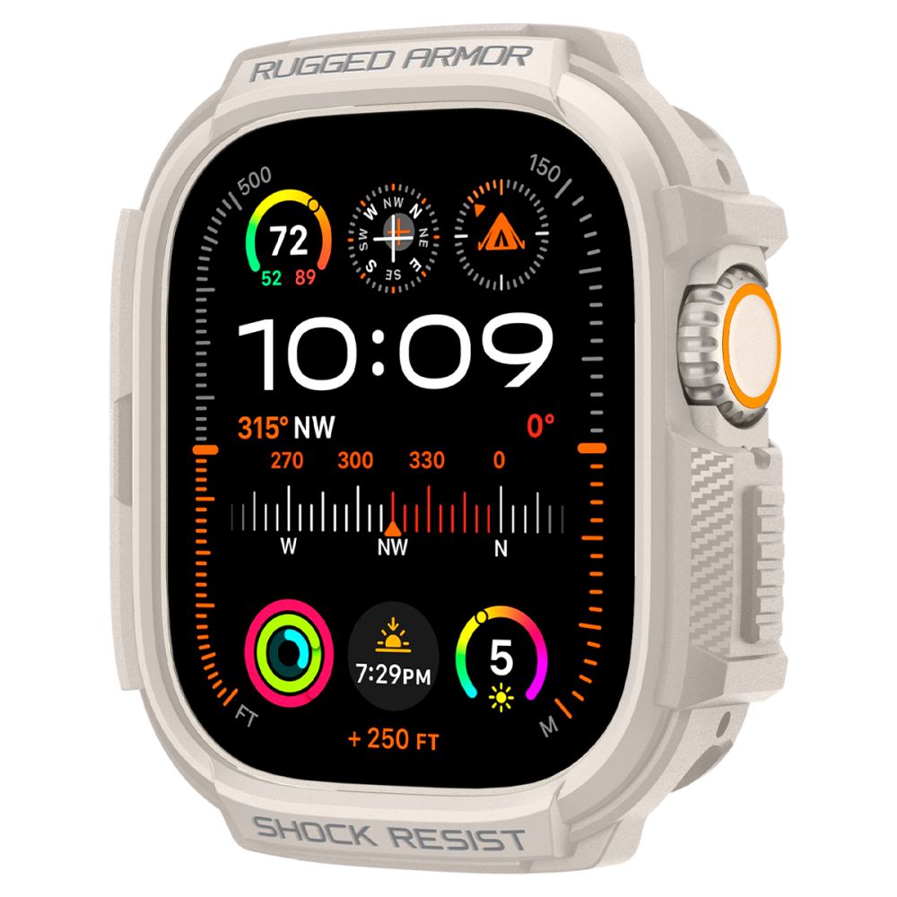 Dėklas Spigen Rugged Armor Apple Watch Ultra 1 / 2 / 3 (49 mm), smėlio spalvos -- Apple Watch Ultra (49 mm), Apple Watch...