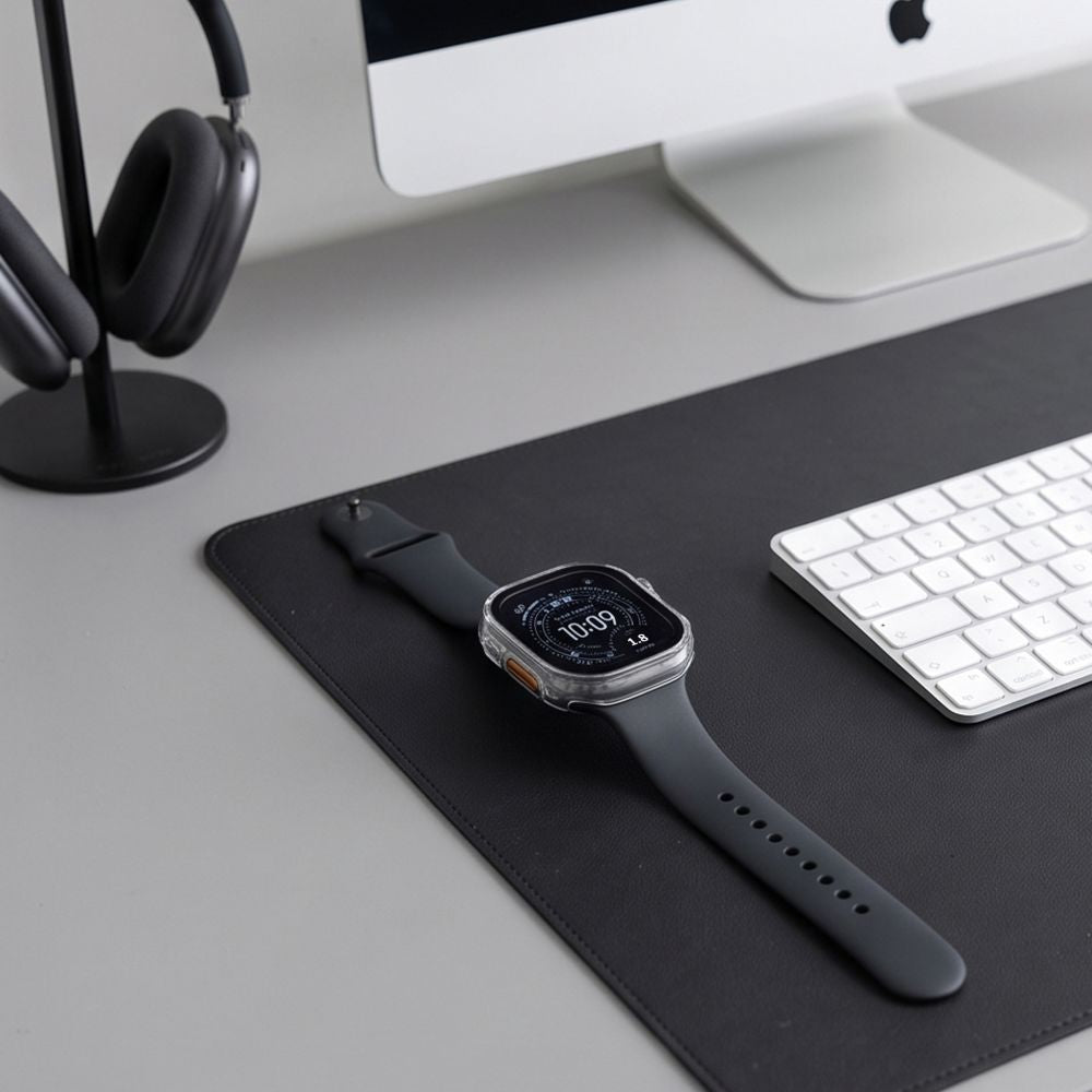 Dėklų rinkinys Tech-Protect Defense Apple Watch Ultra 1 / 2 / 3 / 4 (49 mm), 2 vnt., titano spalvos ir skaidrus -- Apple...