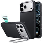 Dėklas ESR Leather Kickstand MagSafe iPhone 17 Pro / 18 Pro, juodas -- iPhone 17 Pro, iPhone 18 Pro