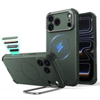 Dėklas ESR Cyber Tough Kickstand MagSafe iPhone 17 Pro / 18 Pro, žalias -- iPhone 17 Pro, iPhone 18 Pro