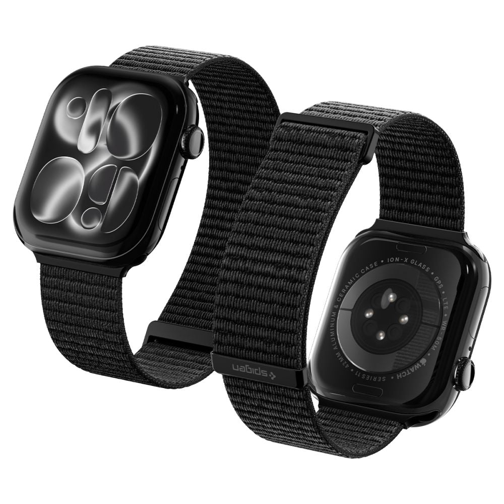 Dirželis Spigen WBF01 Apple Watch 8 / 9 / 10 / 11 / SE / Ultra, juodas -- Apple Watch 8 (45 mm), Apple Watch 9 (45 mm),...