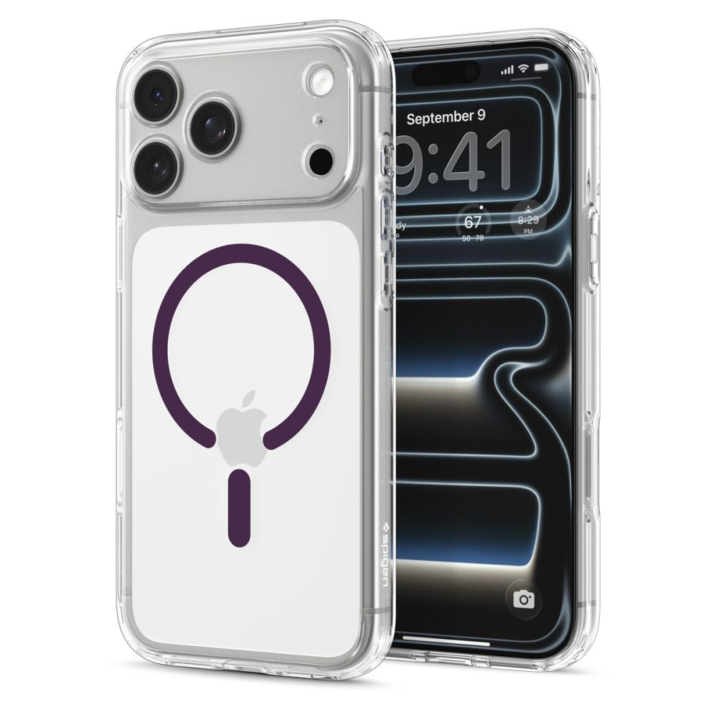 Dėklas Spigen Ultra Hybrid MagSafe iPhone 17 Pro Max / 18 Pro Max, skaidrus / bordo -- iPhone 17 Pro Max, iPhone 18 Pro Max