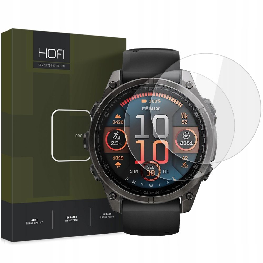 Apsauginis stiklas Hofi Glass Pro+ Garmin Fenix 8 / 8 Pro (51 mm), 2 vnt., skaidrus -- Fenix 8 (51 mm), Fenix 8 Pro (51 mm)