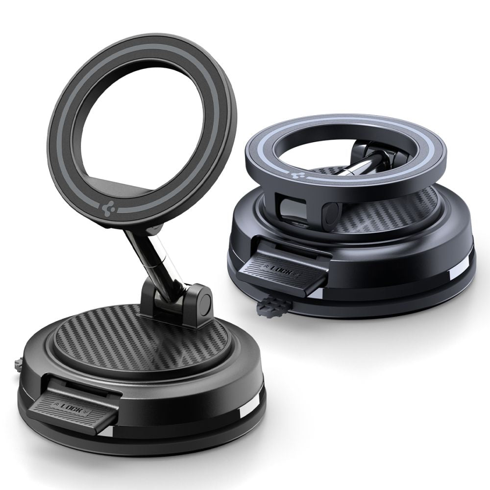 Automobilinis telefono laikiklis Spigen STK100 VacuumLock Magnetic MagSafe prietaisų skydeliui, juodas -- Uncategorized