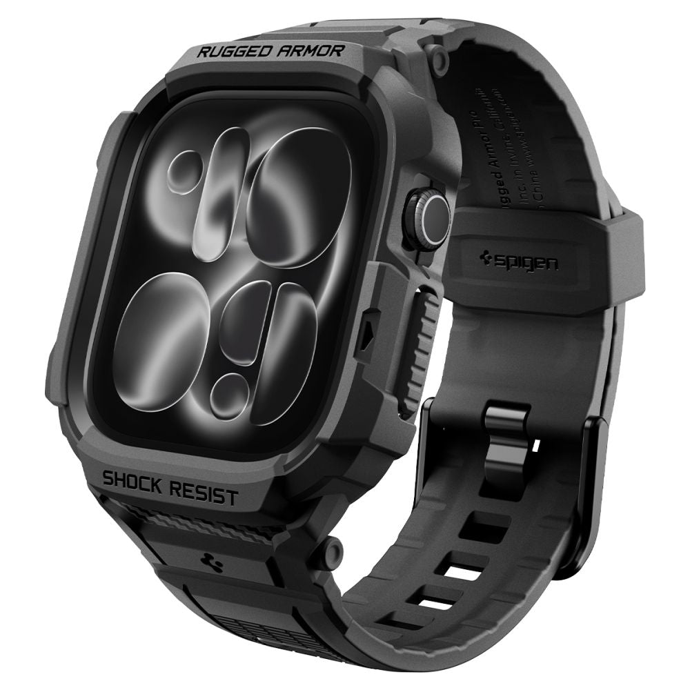 Dirželis su dėklu Apple Watch 12 (46 mm) Spigen Rugged Armor Pro, matinis juodas -- Apple Watch 12 (46 mm)