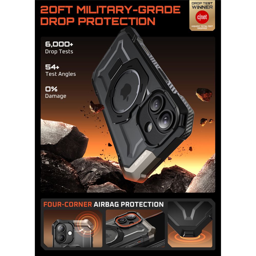 Supcase UB Grip MagSafe dėklas iPhone 17 – juodas