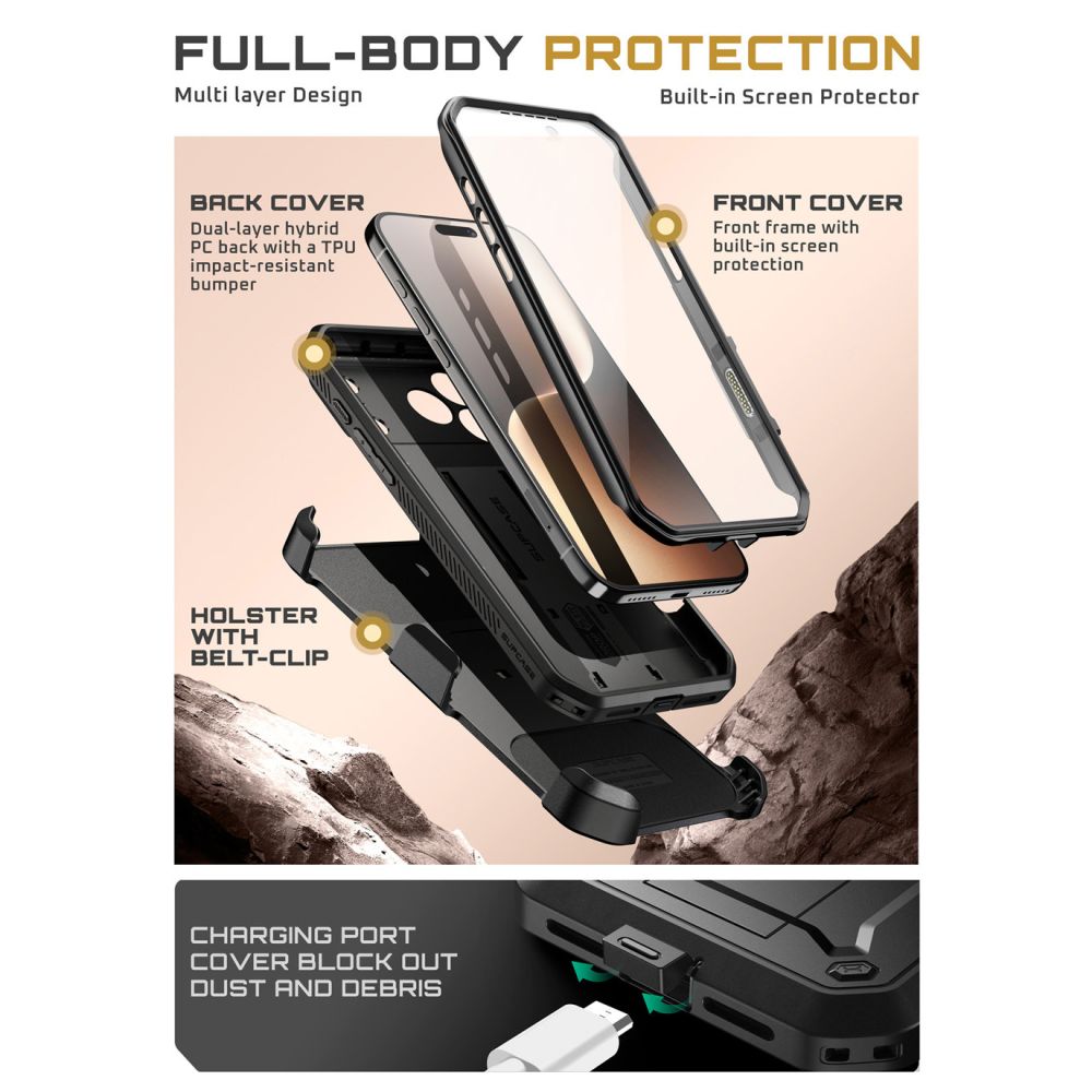 Supcase Unicorn Beetle Pro dėklas iPhone 17 Pro – juodas