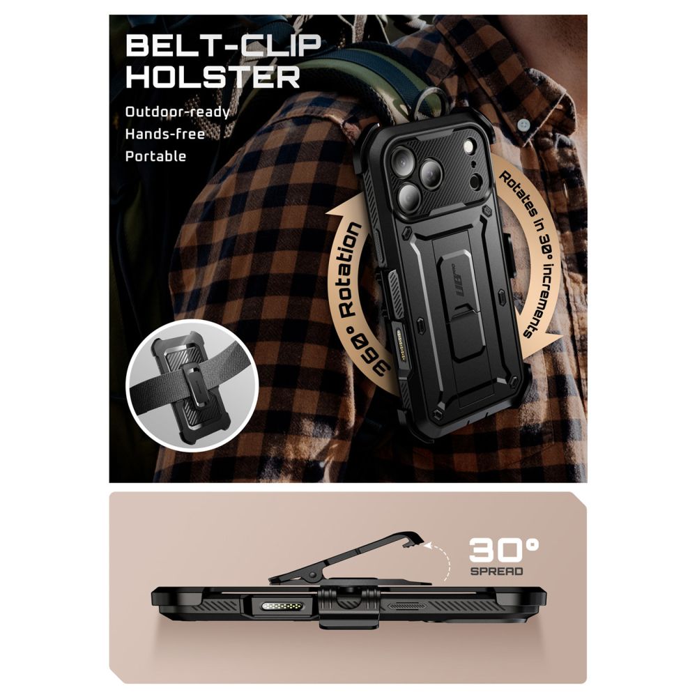 Supcase Unicorn Beetle Pro dėklas iPhone 17 Pro – juodas