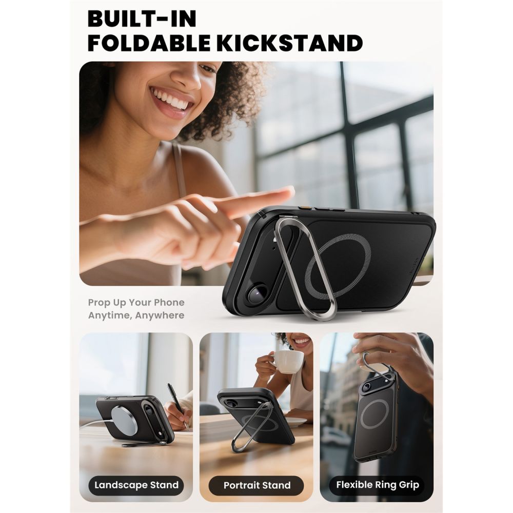 Supcase Ares Flip MagSafe dėklas iPhone 17 Air – juodas